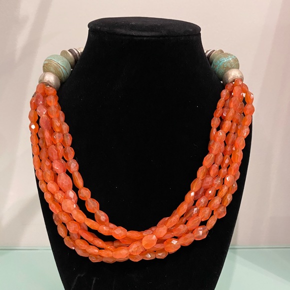 Jewelry - Coral and turquoise statement necklace.